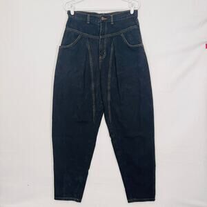 Vintage Balloon Jeans Congo Womens 14 Black Hi-Rise MOM Pleated Baggy MADE USA